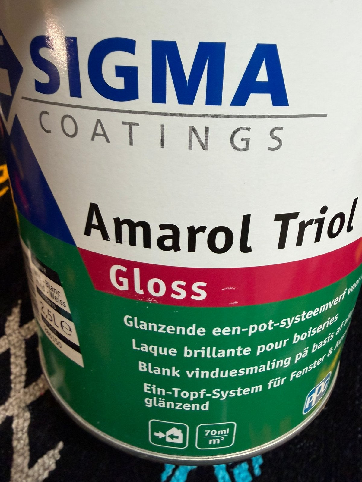 Sigma Amarol Triol witte glanzende lak 2,5liter, Doe-het-zelf en Bouw, Wit, Nieuw, Ophalen of Verzenden, Lak