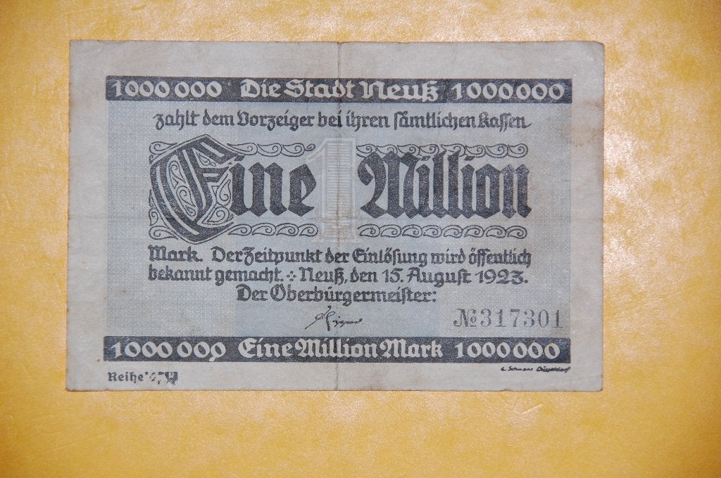 NEUSS: Eine million Mark 1923, Verzenden, Duitsland, Los biljet