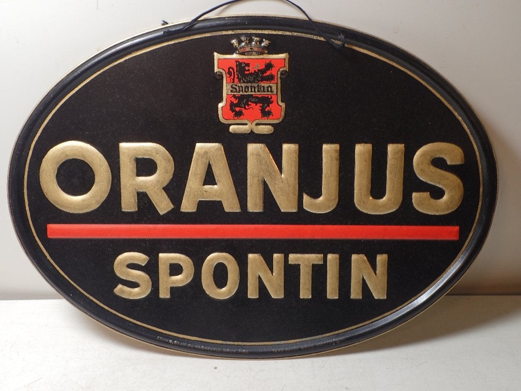 reklamebord blik Spontin  1959, Verzamelen, Ophalen of Verzenden, Gebruikt, Reclamebord