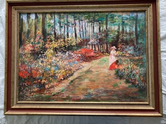 Schilderij bosrand, Antiek en Kunst, Acrylverf, Doek, Ophalen of Verzenden, Landschap