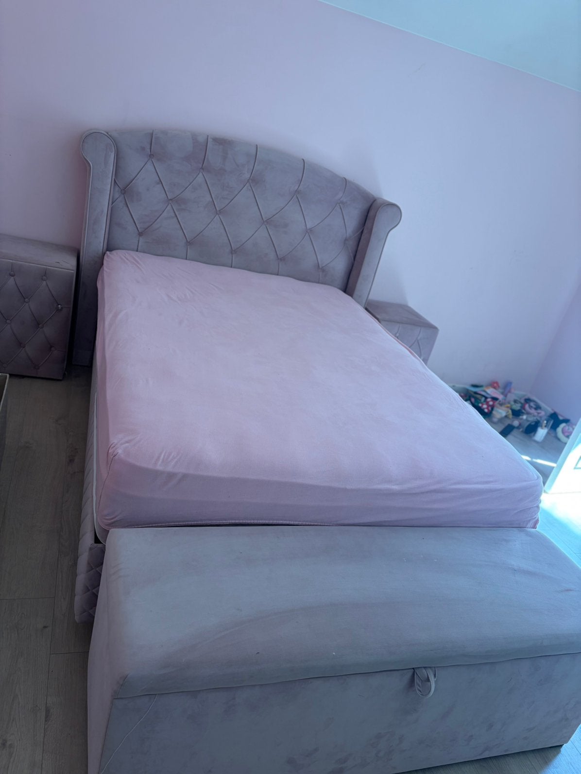 •	Un lit boxspring avec matelas 	•, Enlèvement, Comme neuf