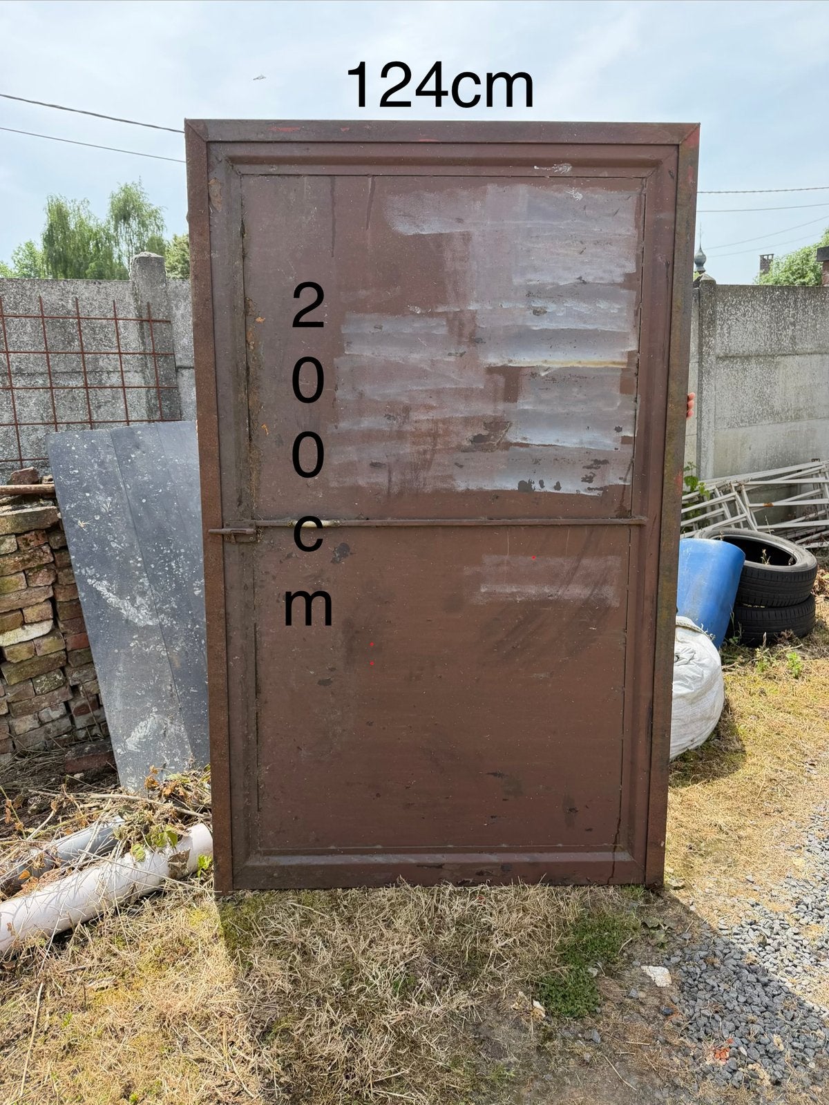 Porte metalique tres lourde 200cm x 124cm, Bricolage & Construction, Châssis & Portes coulissantes, 75 à 150 cm, Enlèvement, Utilisé