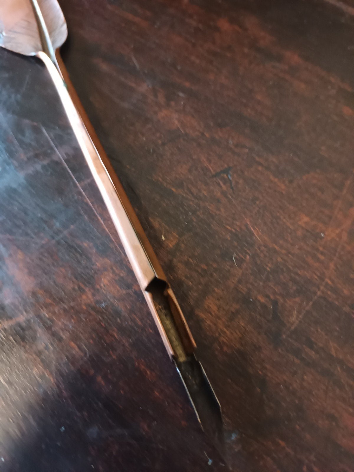 Elegante koperen veren kroontjespen / dip-pen – 25 cm, Ophalen of Verzenden, Koper