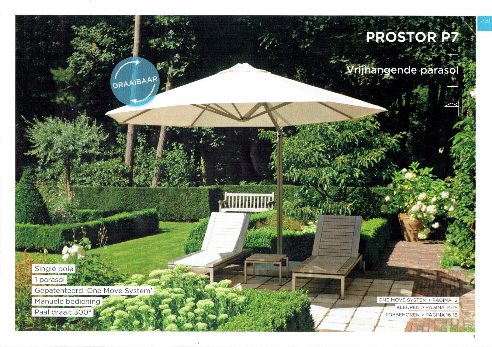 Parasol Prostor P7 uno, Jardin & Terrasse, Voiles d'ombrage, Enlèvement, Utilisé