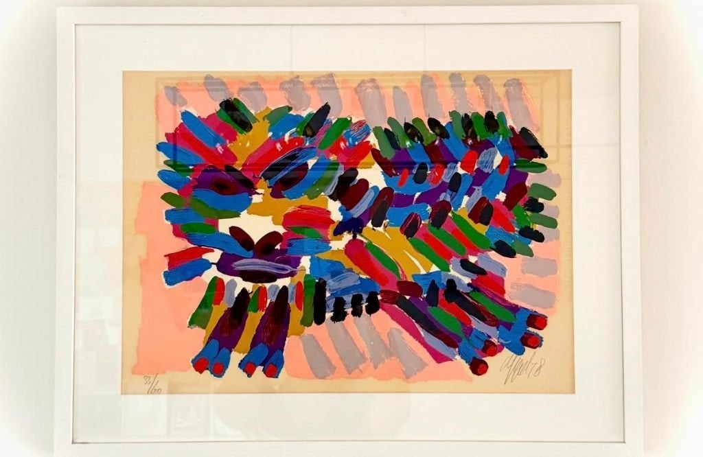 Karel Appel – 1978 – nr. 33/150, Antiquités & Art, Art | Peinture | Moderne, Animaux, Linogravure, Verre, Sous verre, Édition limitée