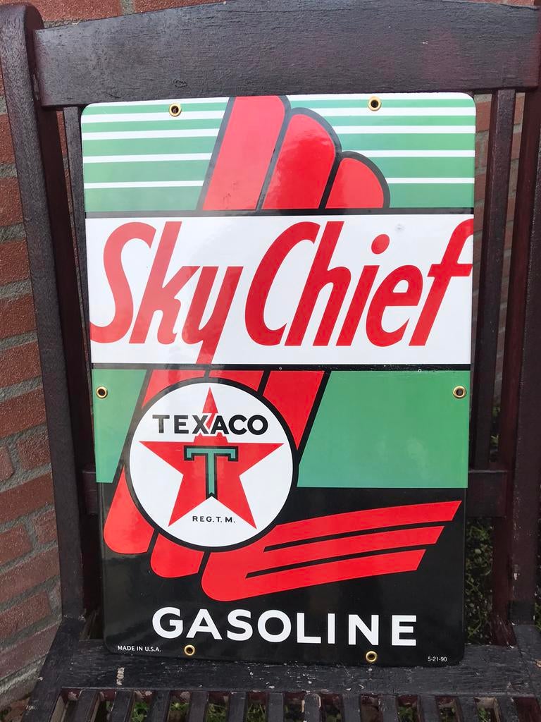 Texaco emaille reclamebord, Verzamelen, Ophalen of Verzenden, Gebruikt, Reclamebord