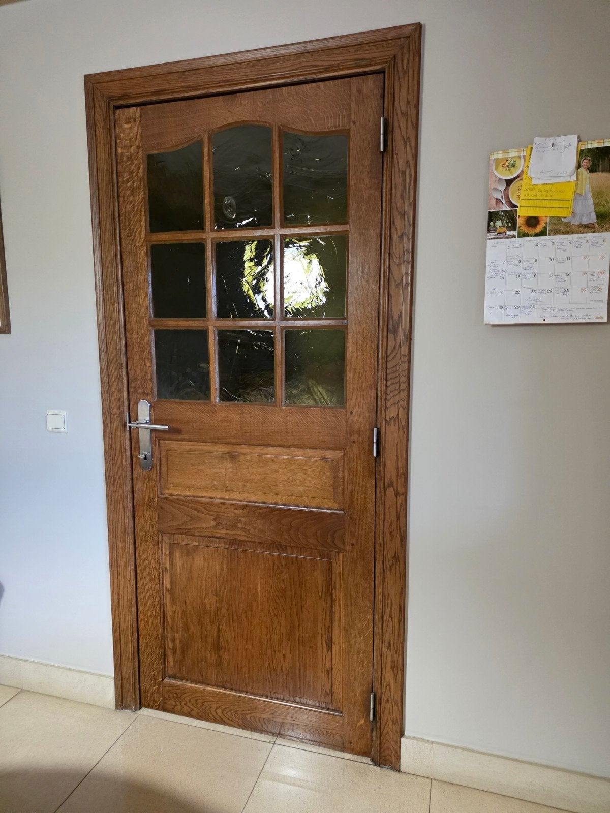 3 Massief eiken binnendeuren met glas opening., Ophalen, Gebruikt, Binnendeur, 200 tot 215 cm