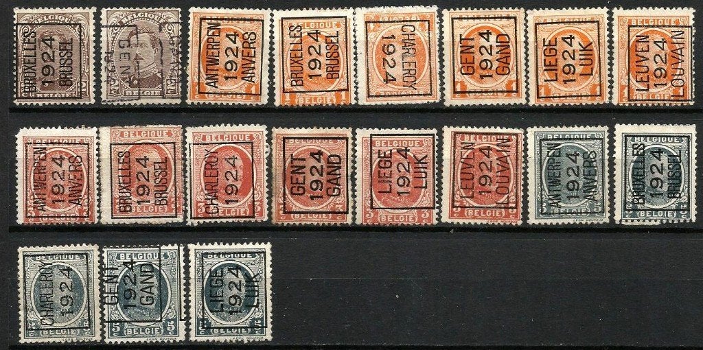 1924 Voorafstempeling op “Houyoux” OBP PRE 89/107, Postzegels en Munten, Met stempel, Koninklijk huis, Ophalen of Verzenden, Gestempeld