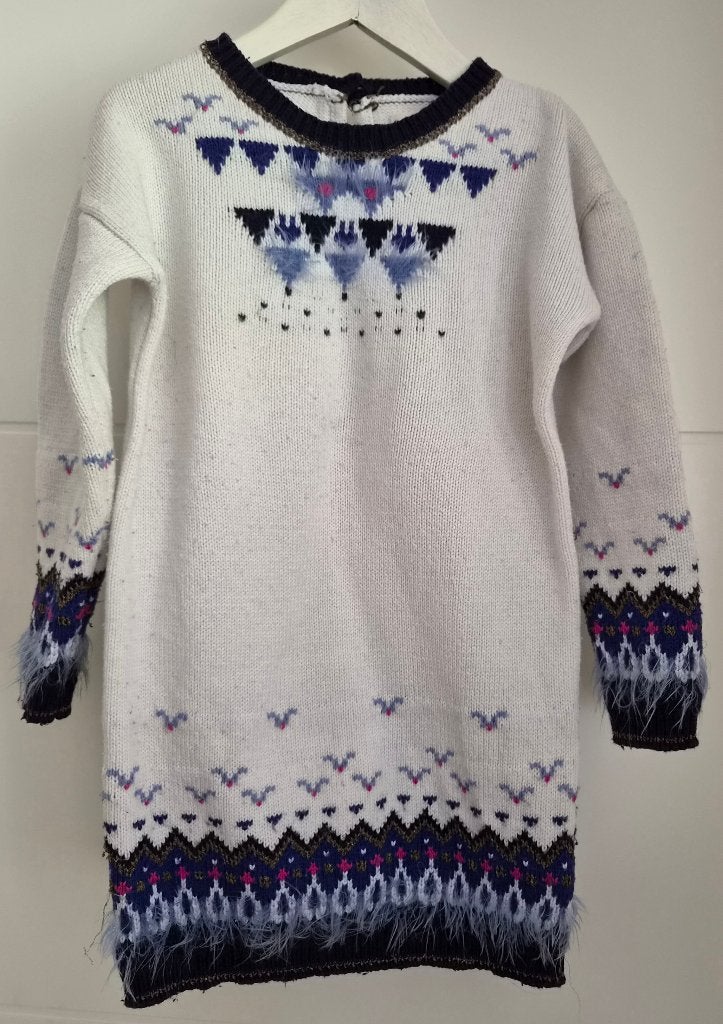 Robe-pull fille CATIMINI – Maille Jacquard & Reliefs - 5 ans, Catimini, Robe ou Jupe, Enlèvement, Utilisé