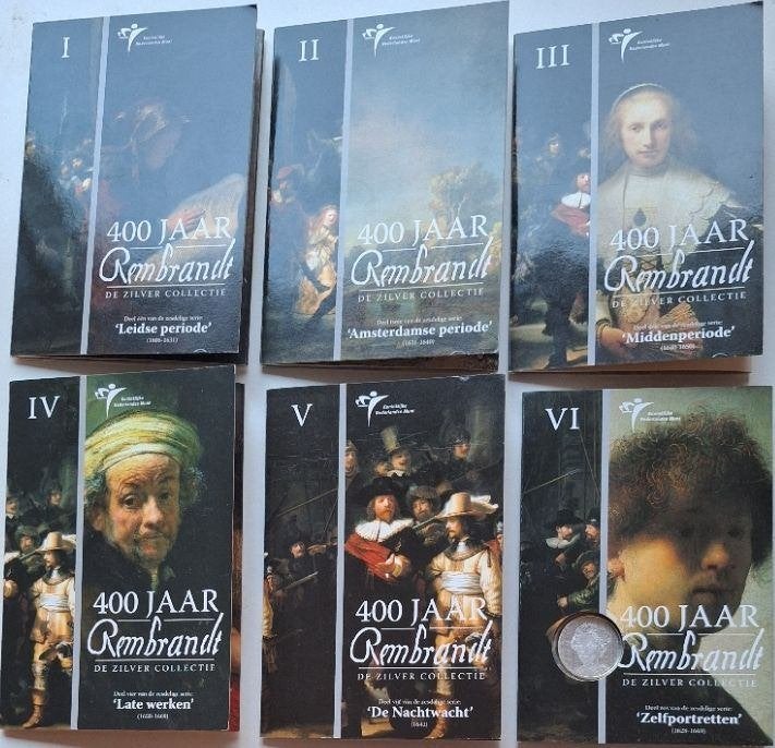 ZILVER COLLECTIE - 400 Jaar Rembrandt - 6 BU sets, Setje, Zilver, Overige landen, Ophalen of Verzenden