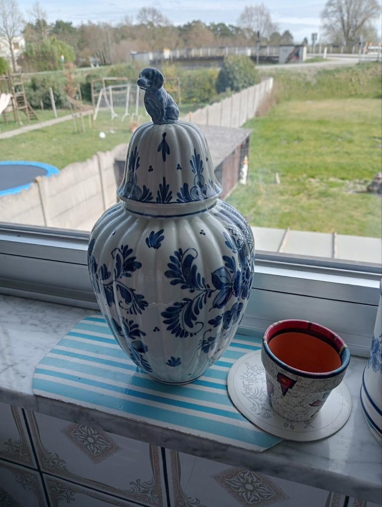 Antiek blauwe pot met deksel, Antiek en Kunst, Ophalen of Verzenden