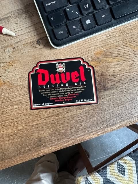 Duvel Belgian ale etiket label, Verzamelen, Ophalen of Verzenden, Nieuw, Overige typen, Duvel