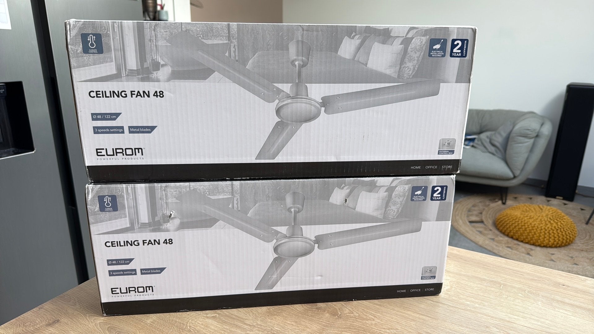 Eurom plafondventilator 2 stuks, nieuw, Electroménager, Enlèvement ou Envoi, Ventilateur avec télécommande, Neuf, Ventilateur de plafond