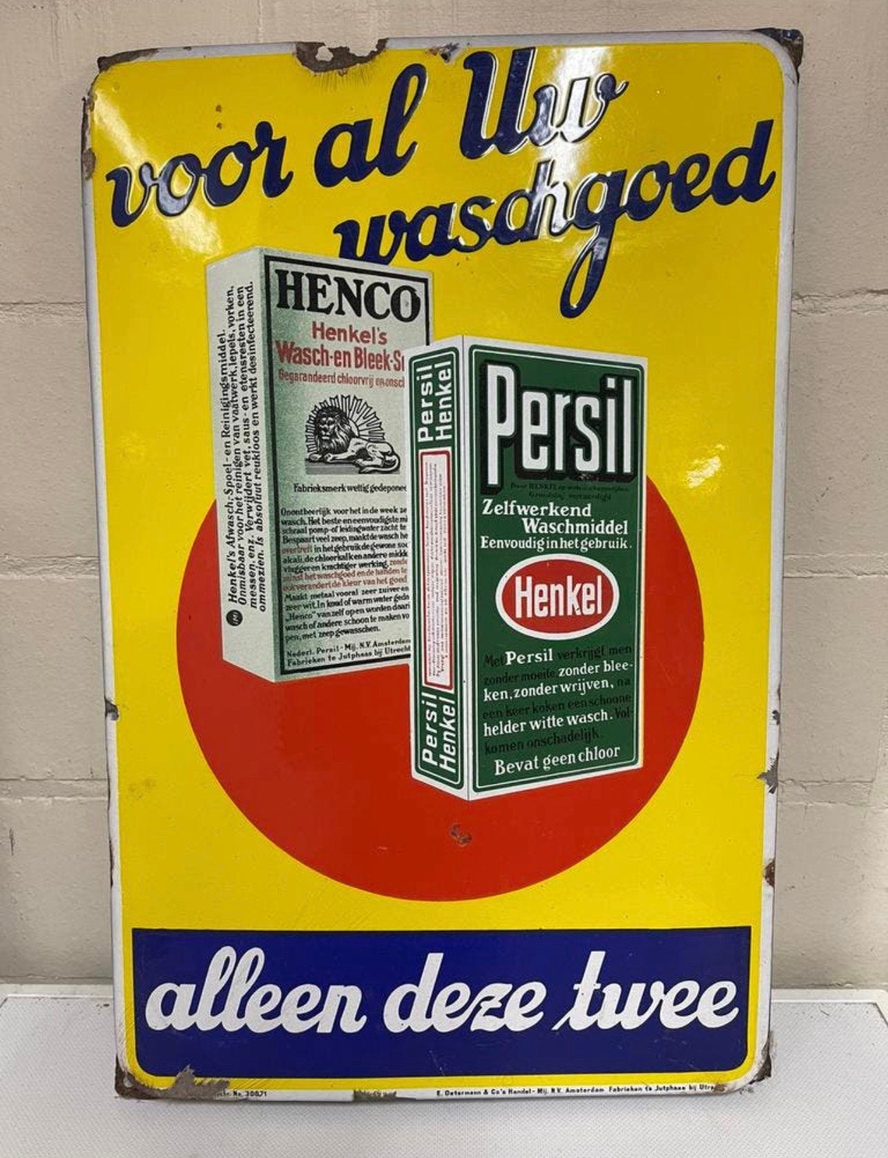 Persil henko NL emaille bord (37 op 57), Collections, Enlèvement ou Envoi, Comme neuf