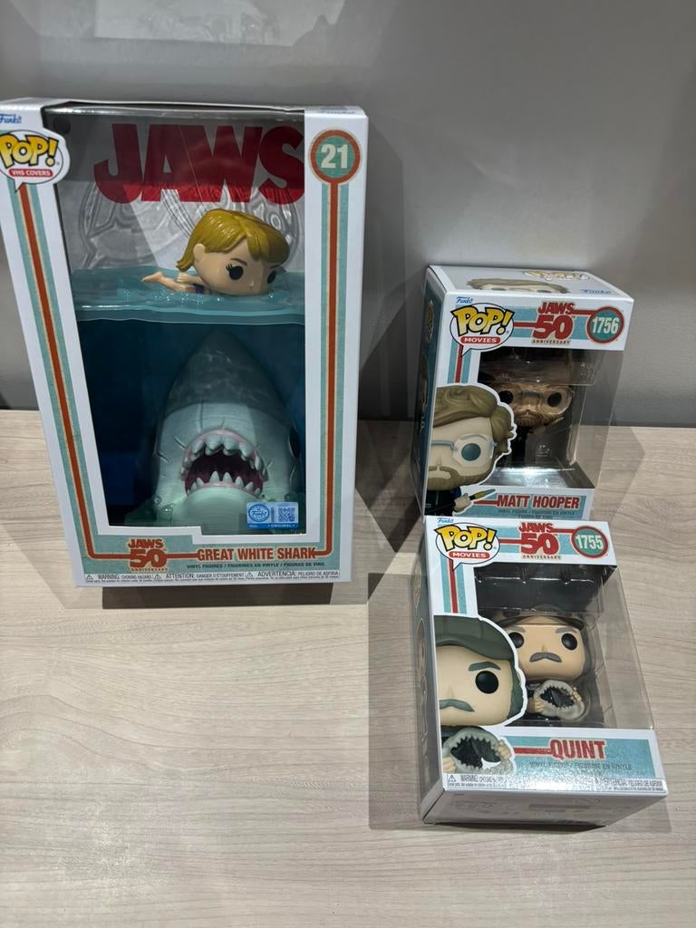 Funko Pop Jaw 50th Great Shark 21 Matt  1756 Quint 1755, Ophalen of Verzenden, Zo goed als nieuw