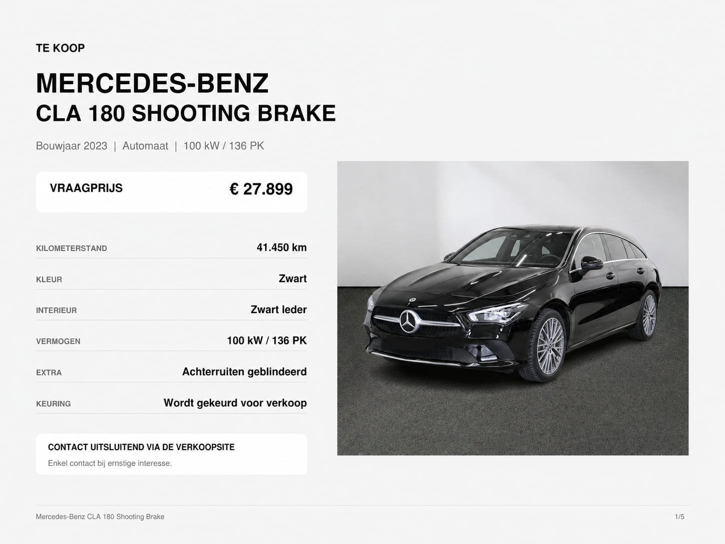mercedes Benz CLA 180 Shooting Brake couleur noire, Autos, CLA, Achat, Noir, Particulier