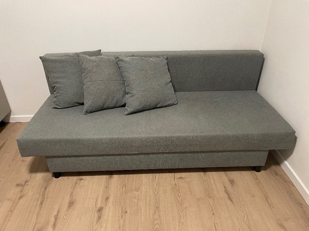 Slaapbank 2 persoons, Ophalen, Gebruikt, 190 cm of minder, Grijs