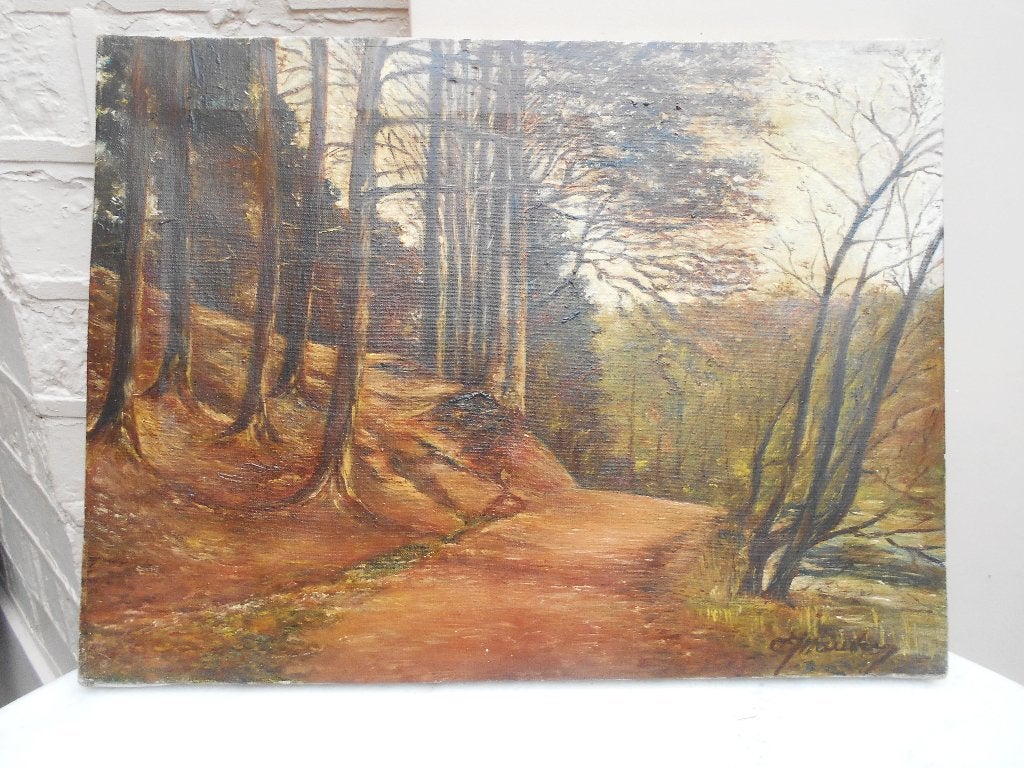 tableau peinture paysage foret signé, Antiquités & Art, Enlèvement ou Envoi, Signé, Paysage