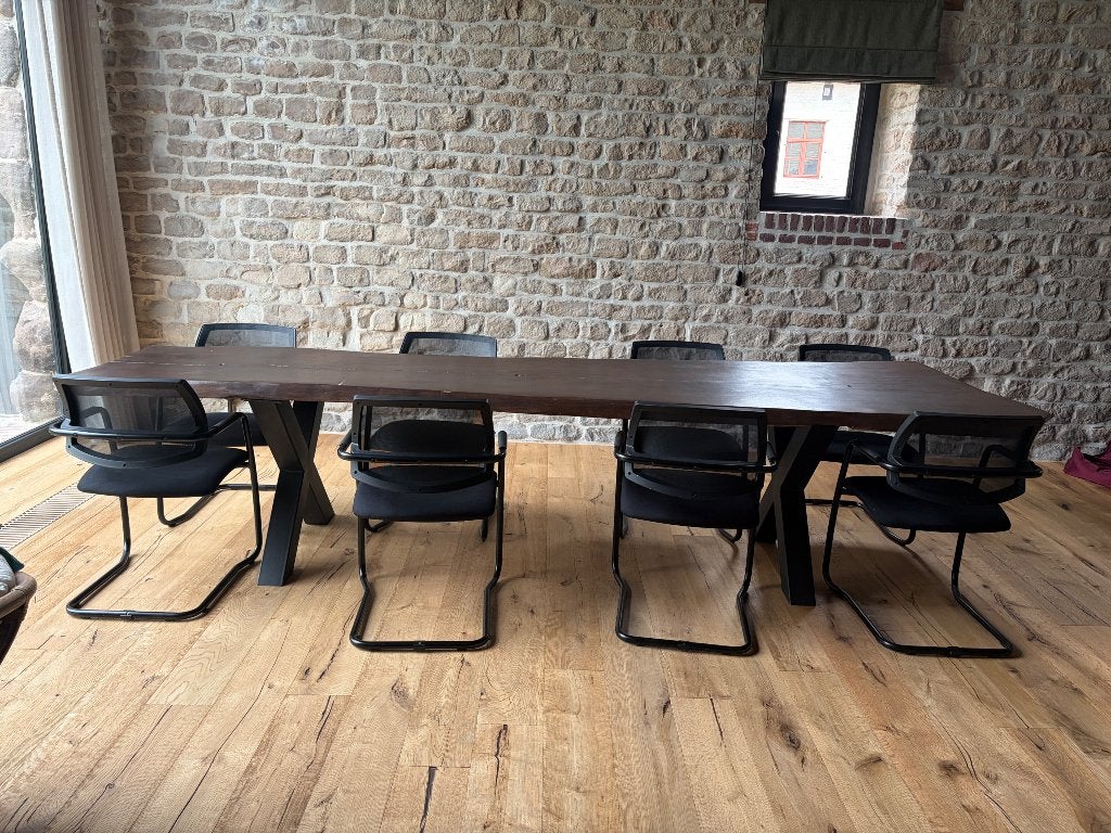 Grote eiken tafel 325cm, Ophalen, Gebruikt, Eikenhout, 200 cm of meer
