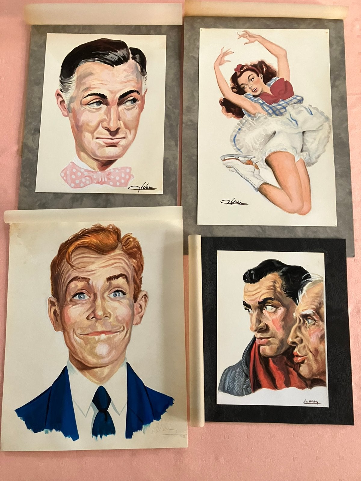 4 mooie originele tekeningen jaren 50 naam Warin?, Ophalen of Verzenden, Tekening