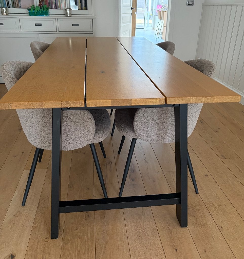 Tafel met 4 stoelen, Huis en Inrichting, Tafels | Eettafels, Ophalen, Kunststof, Gebruikt, 50 tot 100 cm
