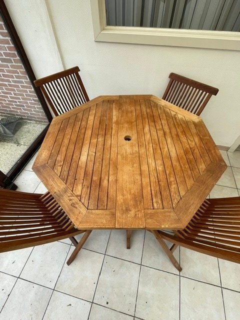 Tuinset teak, Jardin & Terrasse, Table à dinner, Salons de jardin, Utilisé, Enlèvement