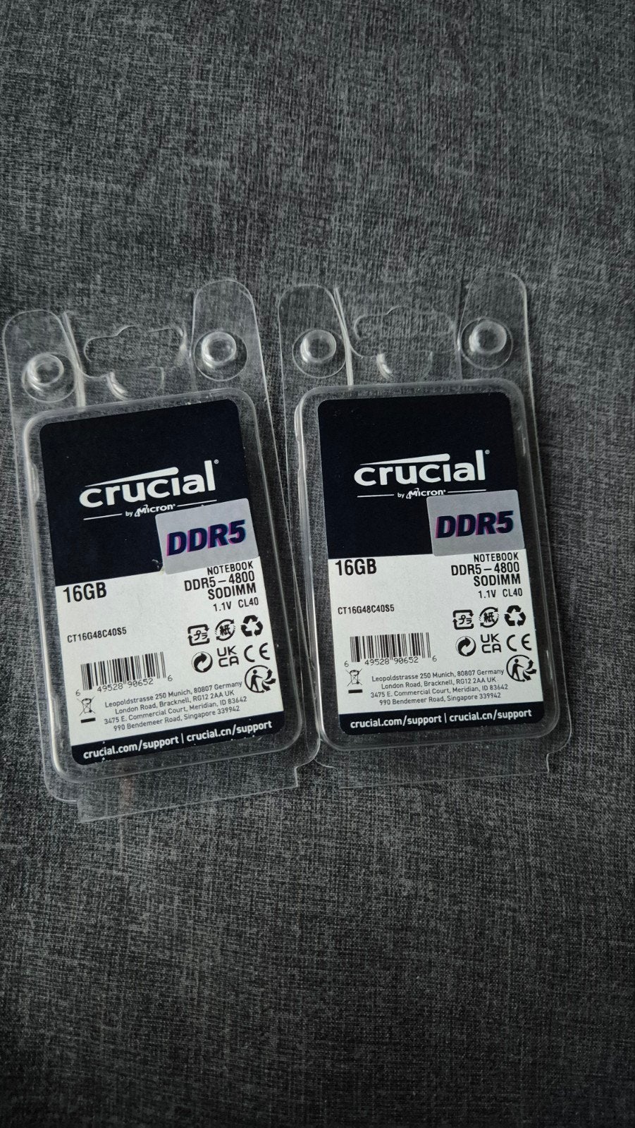 Kit de mémoire Crucial DDR5-4800 pour ordinateur portable 32, 32 GB, Enlèvement ou Envoi, Comme neuf, DDR5