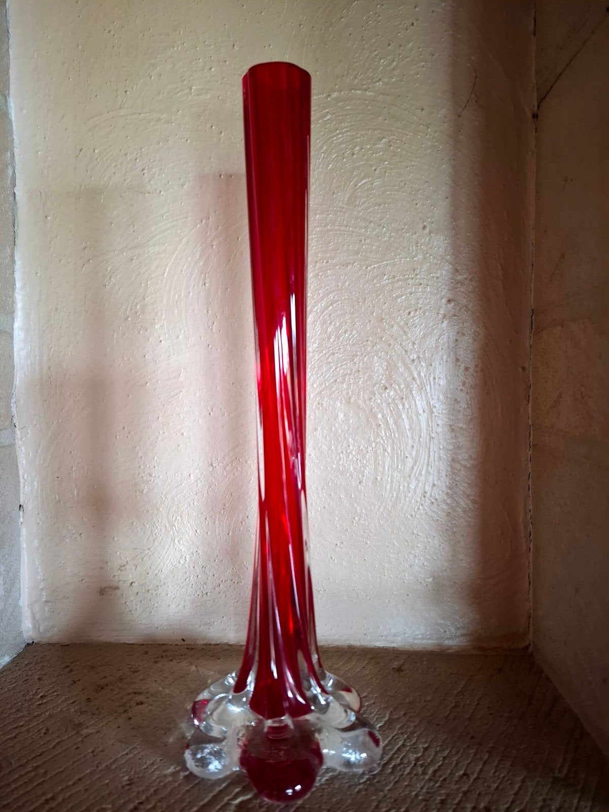 Rood murano vaasje 29cm, Ophalen, Rood