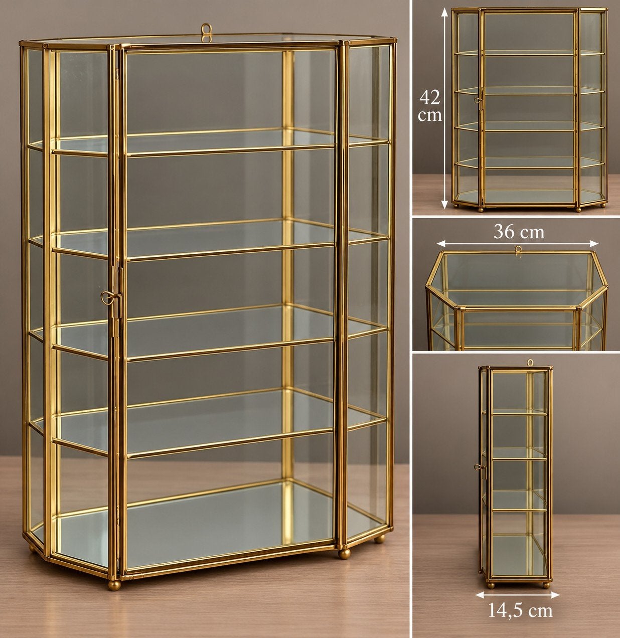 Grande vitrine en laiton et verre, Maison & Meubles, Enlèvement, Verre