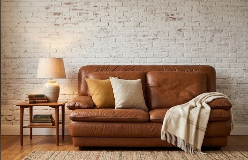 Canapé 2 places en cuir véritable cognac lift love Fauteuil, Enlèvement