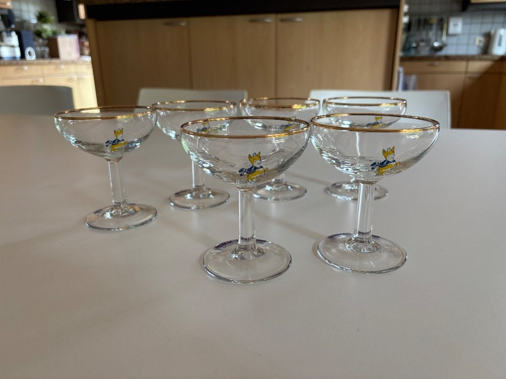 VINTAGE BABYCHAM COUPEGLAZEN 6x, Ophalen of Verzenden
