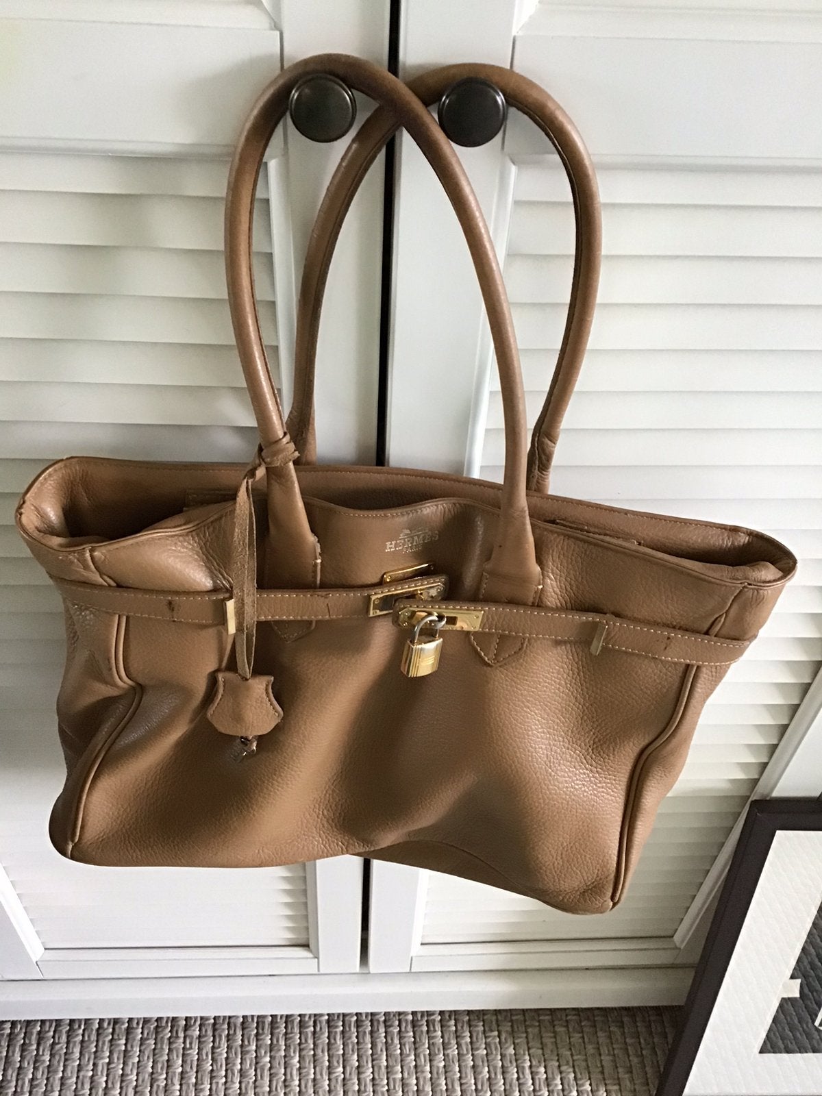 Camel handtas Birkin-Style nep Hermes, Handtassen en Accessoires, Tassen | Damestassen, Ophalen of Verzenden, Zo goed als nieuw