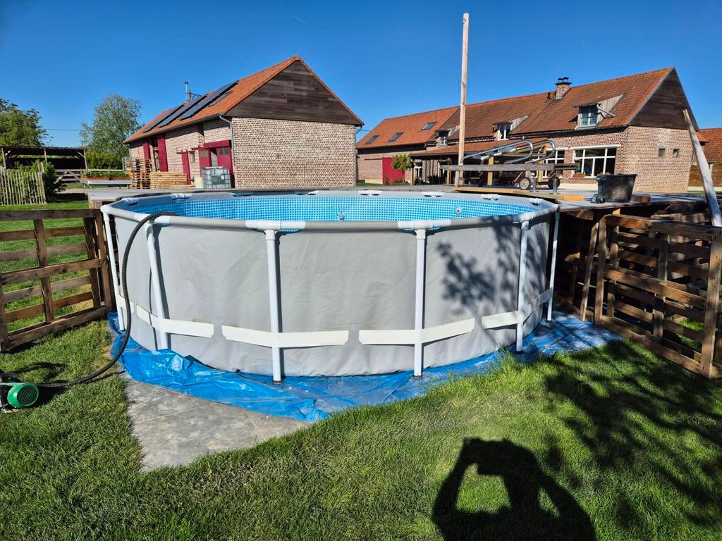 Zwembad 4m27 op 1m07 hoogte, Tuin en Terras, Ophalen