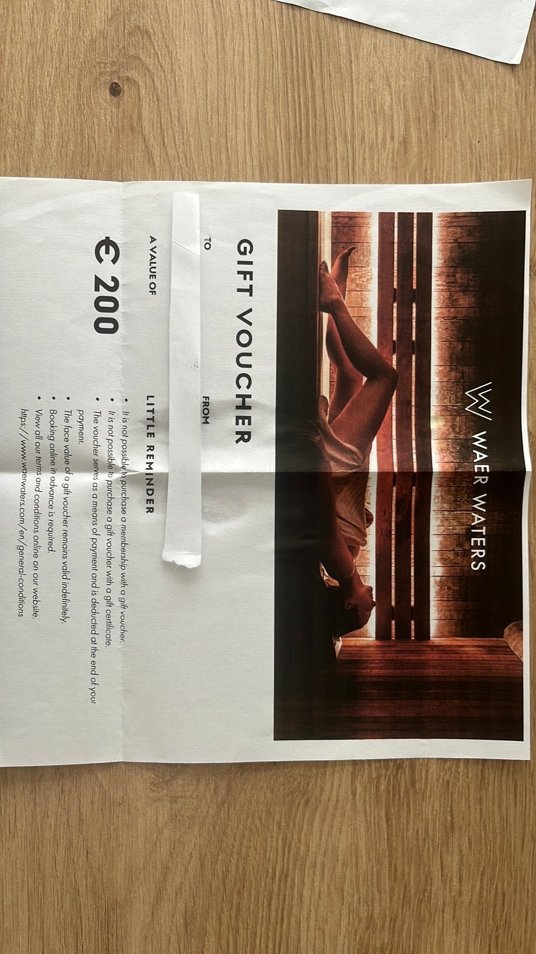 Gift voucher for waer waters, Tickets & Billets, Trois personnes ou plus, Bon de réduction, Spa ou Sauna