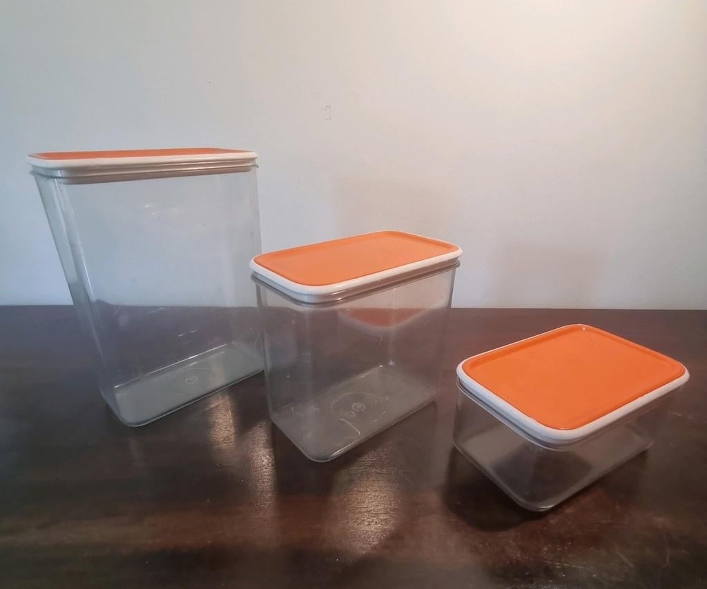 3 BOÎTES DE RANGEMENT VINTAGE, Enlèvement ou Envoi, Orange