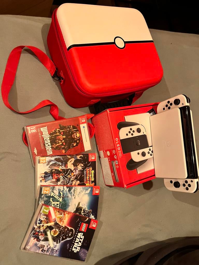 nintendo switch oled plus case en sd kaart, Games en Spelcomputers, Switch OLED, Ophalen of Verzenden, Zo goed als nieuw, Met harde schijf