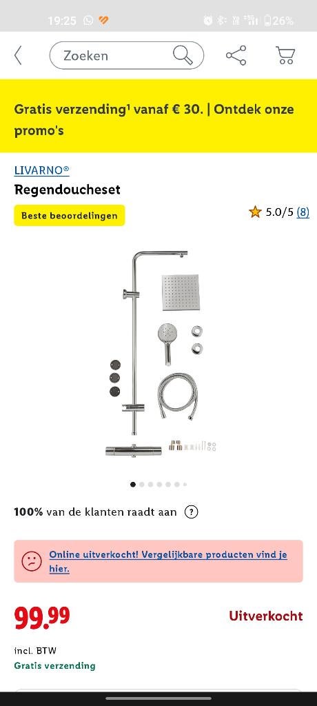 Livarno regendoucheset, Ophalen, Nieuw, Chroom, Douche