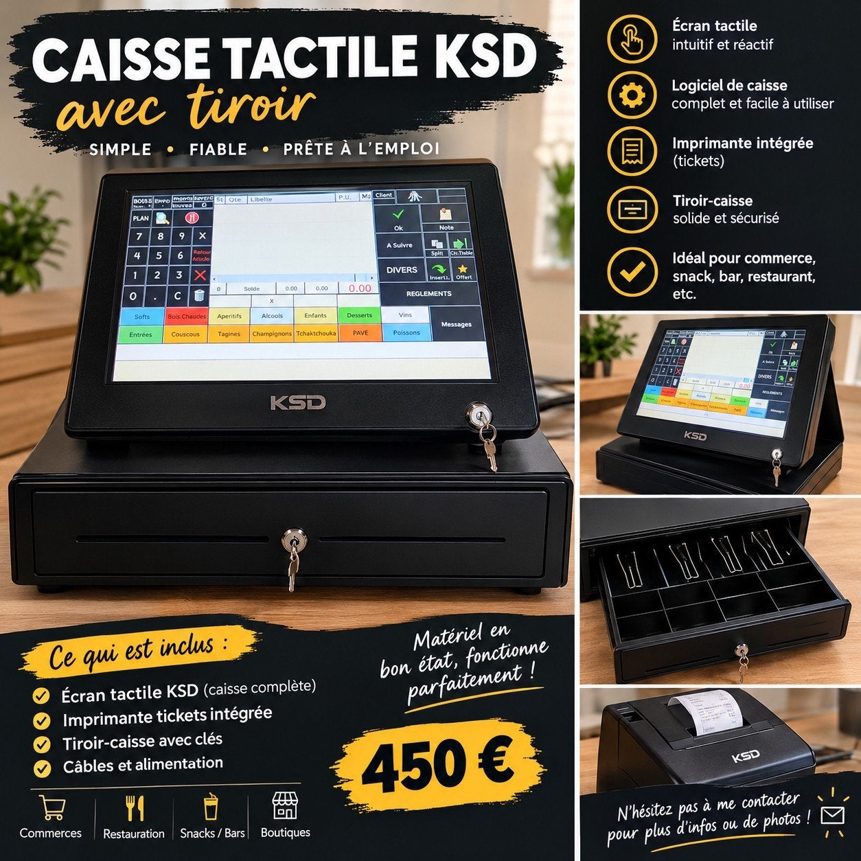 Lot complet d un système d’encaissement tactile complet et p, Enlèvement, KSD