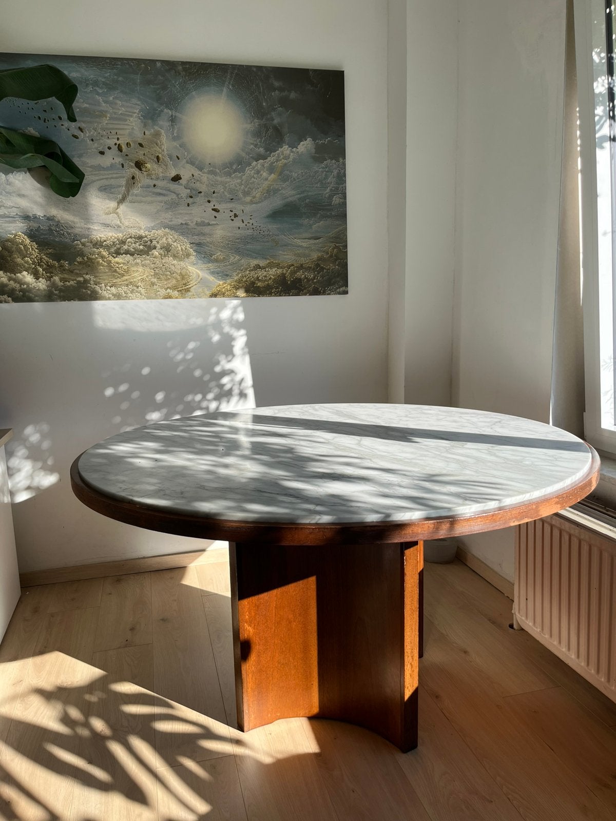 Vintage marmeren ronde tafel, Huis en Inrichting, Ophalen, Gebruikt
