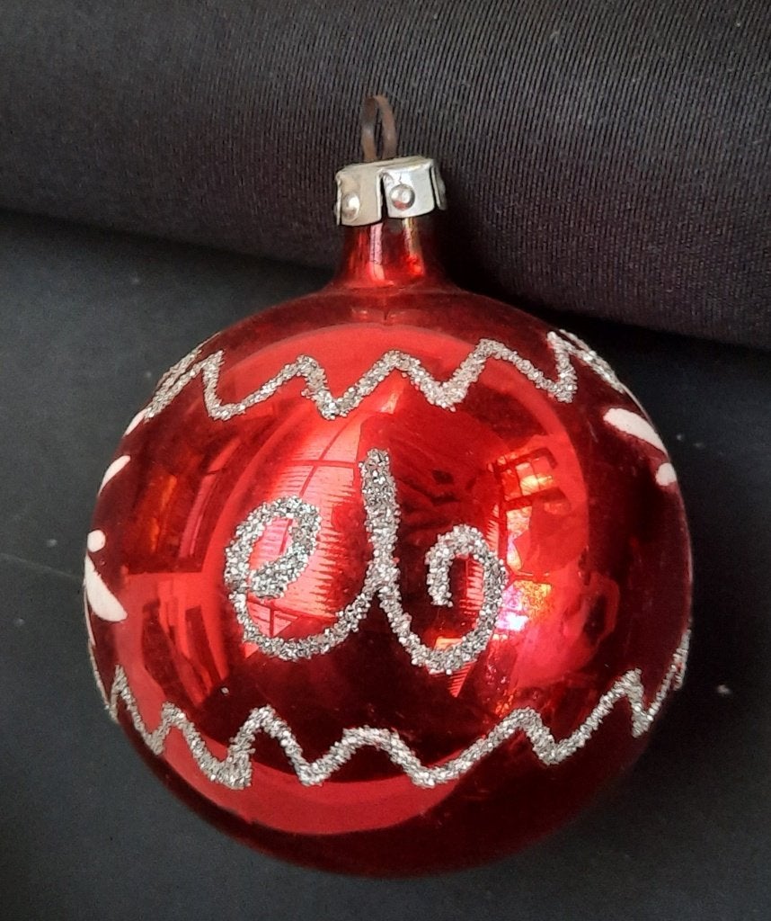 Vintage rode kerstbal, Diversen, Ophalen of Verzenden, Gebruikt