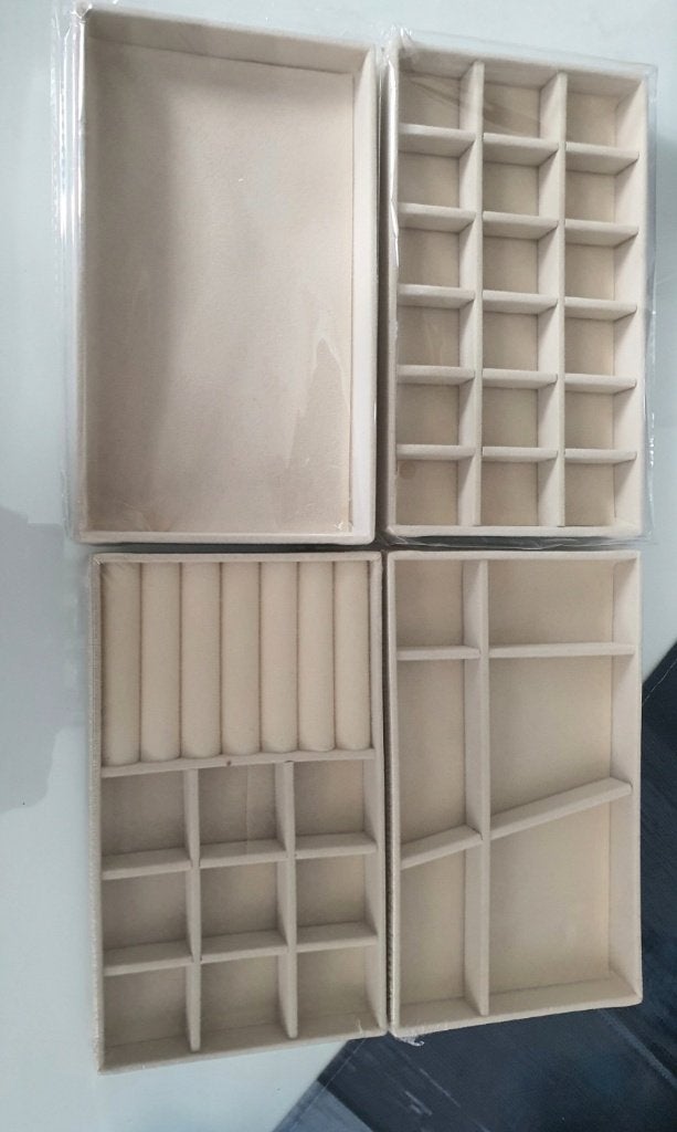 4-delige Sieraden Organizer Set – Velvet Beige, Ophalen of Verzenden, Nieuw