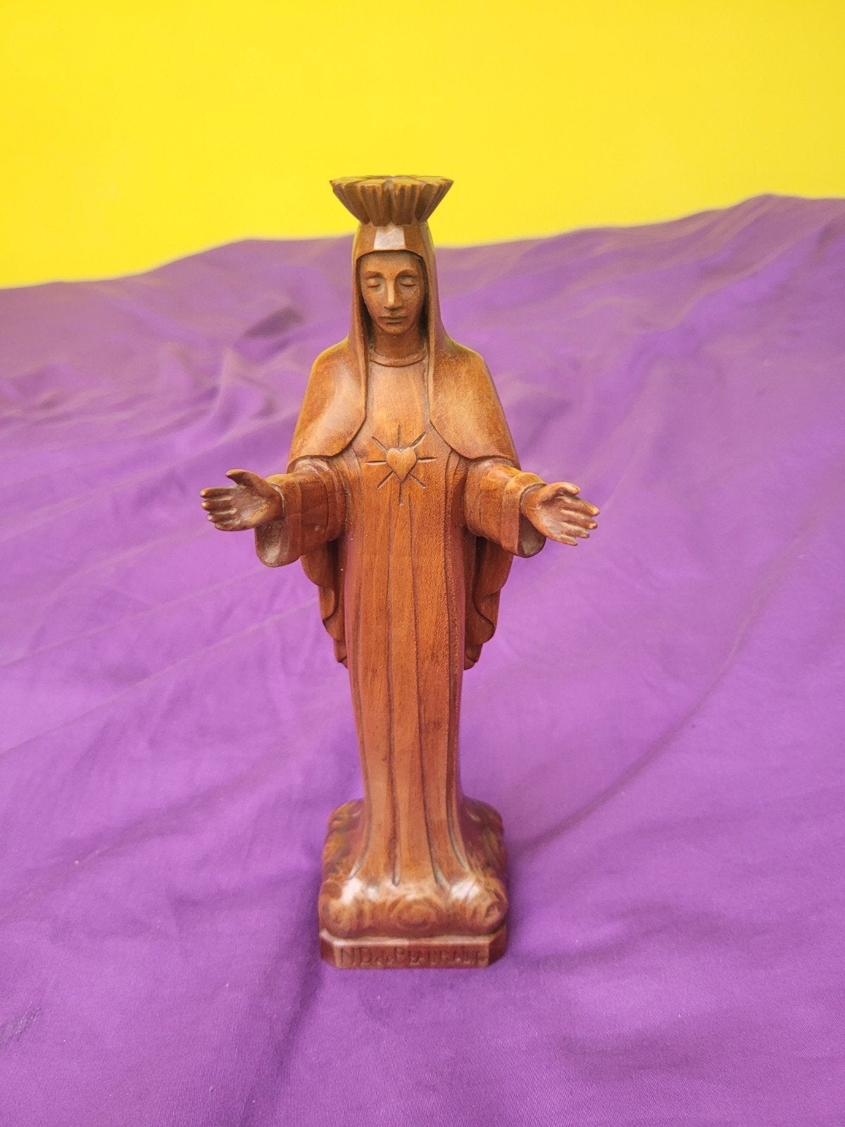 Prachtig houten beeld Onze-Lieve-Vrouw van Beauraing, Antiek en Kunst, Ophalen of Verzenden