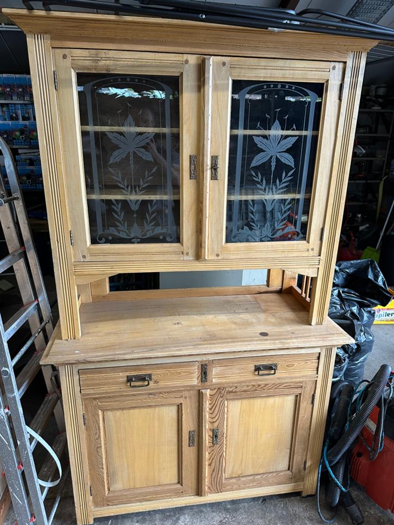 Oude vitrine kast, Huis en Inrichting, Kasten | Buffetkasten, Ophalen, Zo goed als nieuw