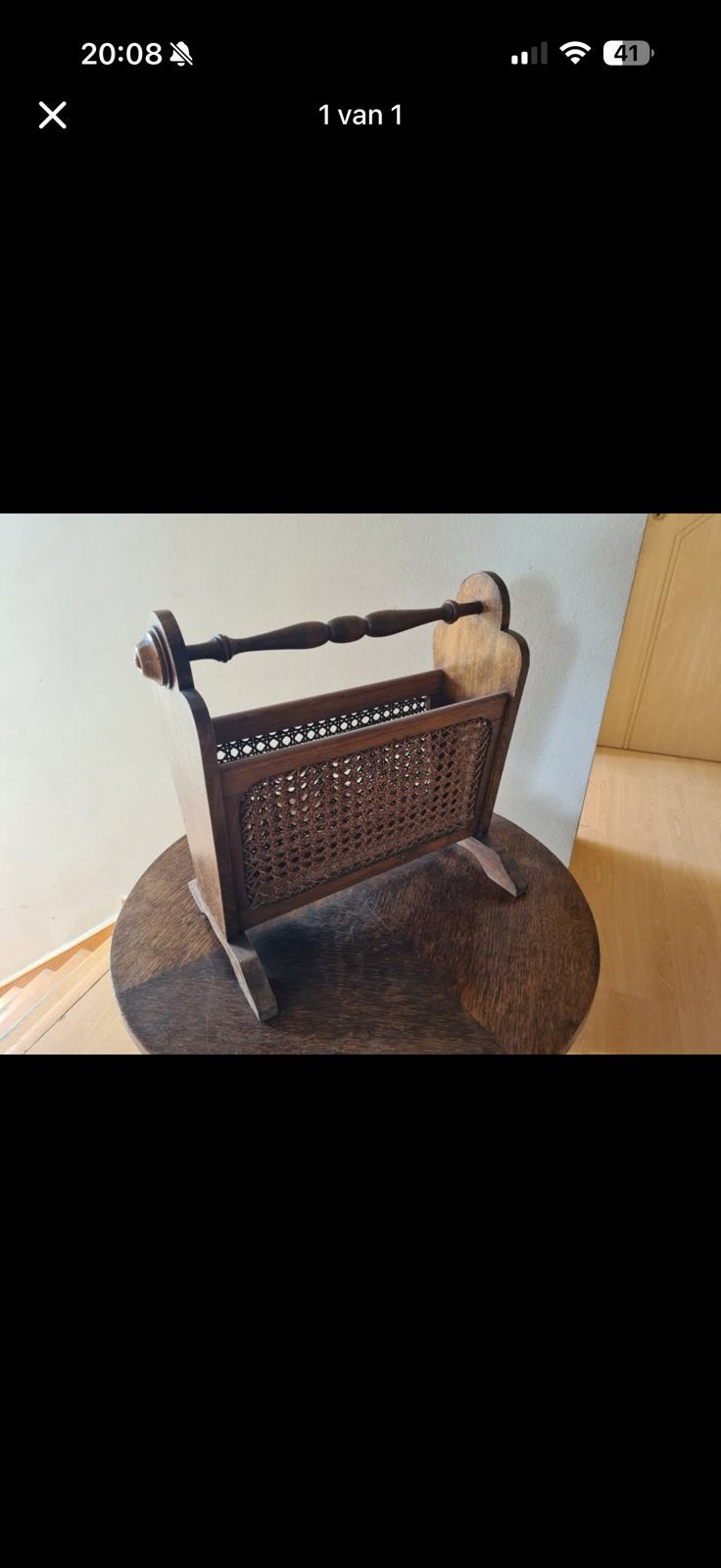 Vintage houten tijdschriftenhouder,lectuurbak met vlechtwerk, Maison & Meubles, Accessoires pour la Maison | Porte-journaux & Porte-revues