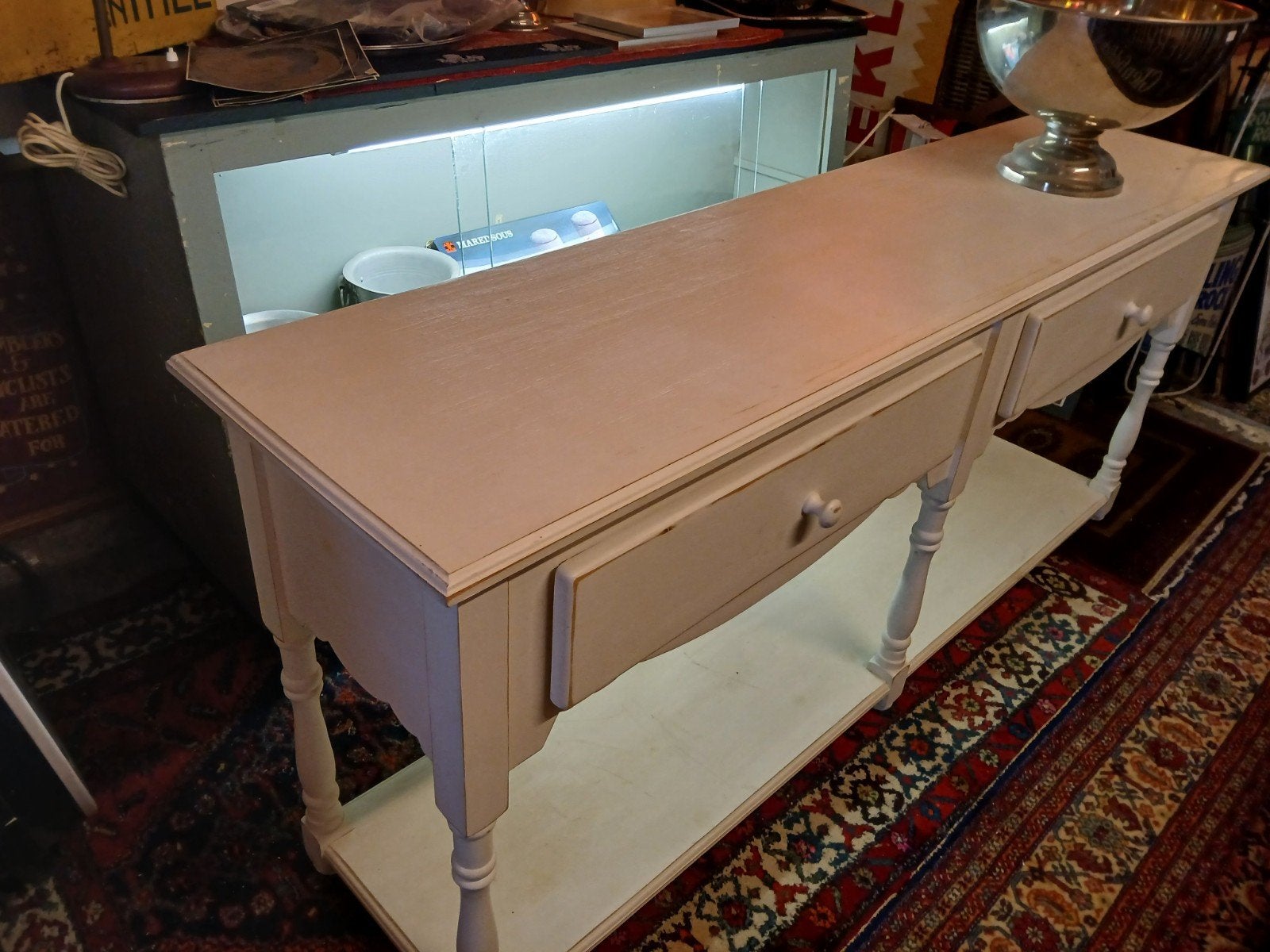 vintage sidetable in brocante stijl, wandtafel met lades, Ophalen