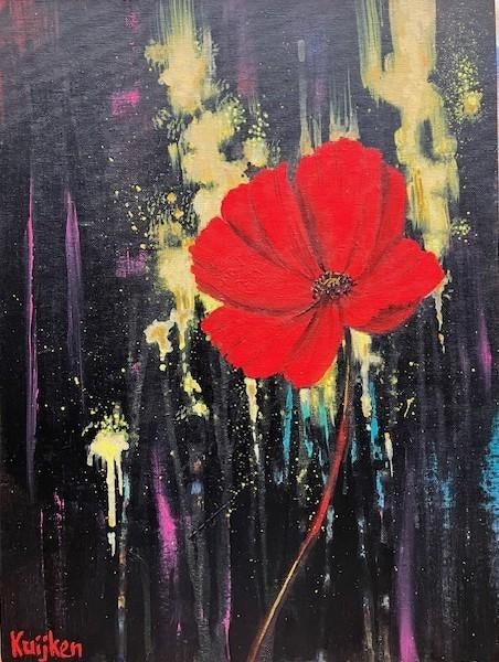 «Le coquelicot rouge» (Acrylique de Kuijken, 30 x 40 cm), Enlèvement ou Envoi