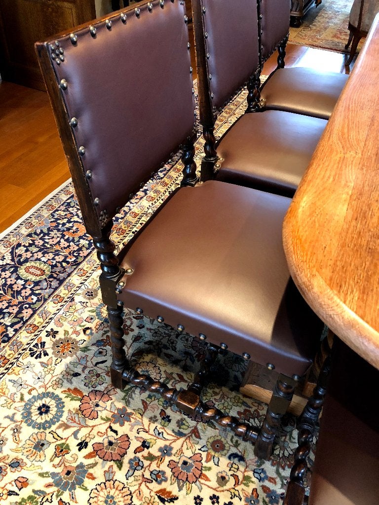 chaises en cuir anciennes en bon condition, Antiek, Comme neuf, Brun, Enlèvement