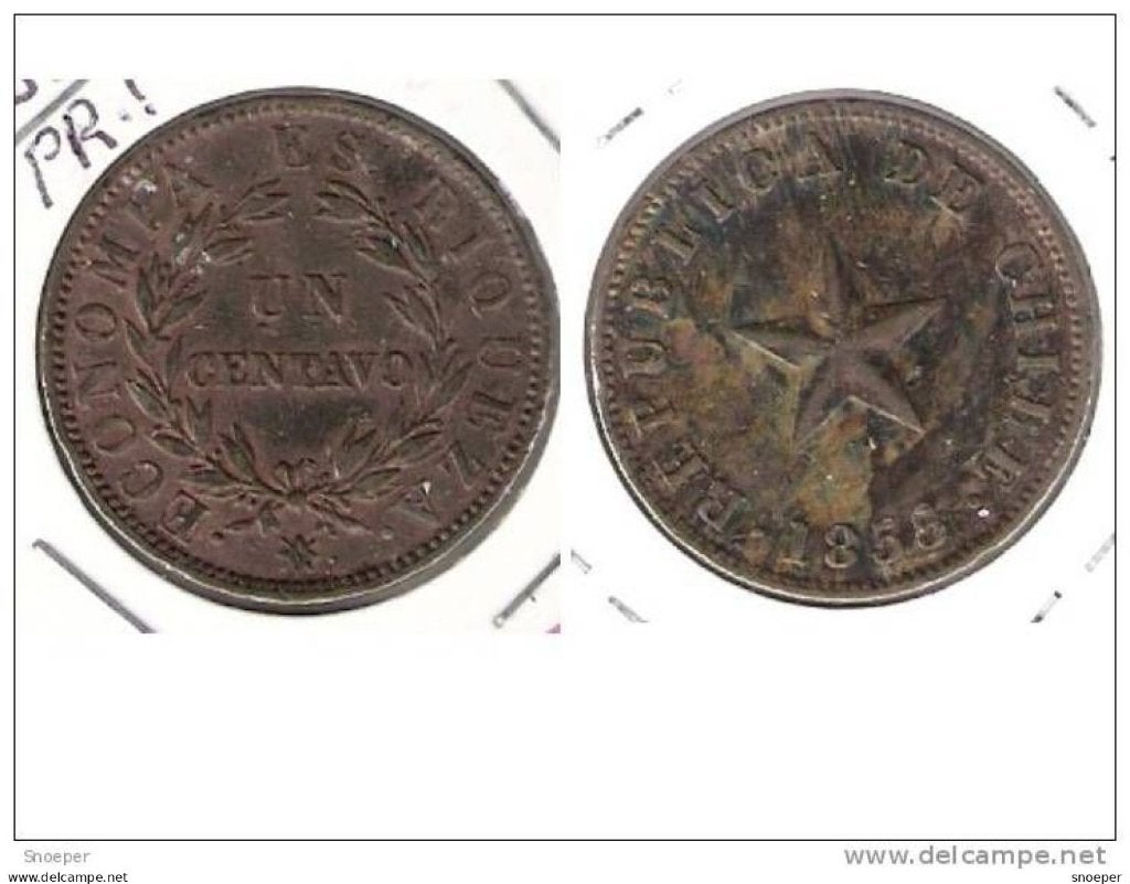 chile 1 centavo 1853 km127 vf+, Timbres & Monnaies, Monnaies | Amérique, Envoi, Amérique du Sud, Monnaie en vrac