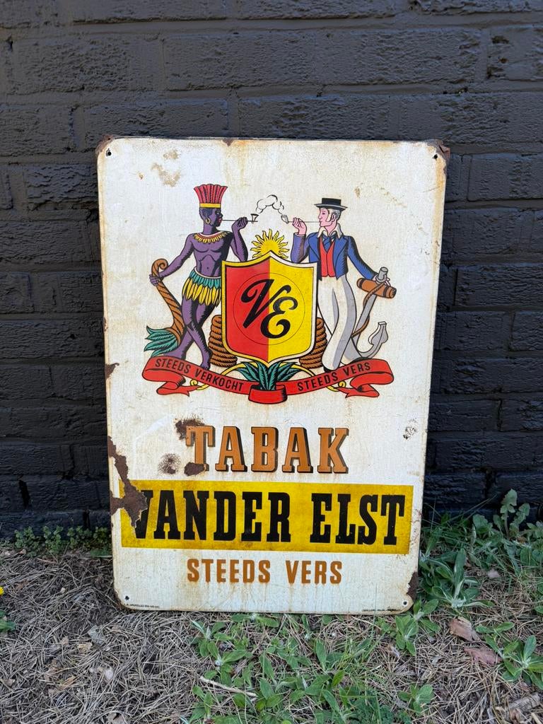 Tabak vander elst geëmailleerd reclamebord, Verzamelen, Merken en Reclamevoorwerpen, Ophalen, Zo goed als nieuw, Reclamebord