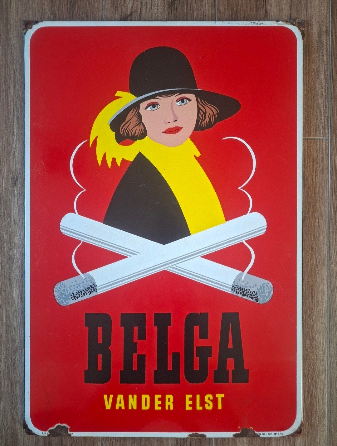 Panneau d'affichage en émail Belga à col fermé., Collections, Enlèvement, Panneau publicitaire